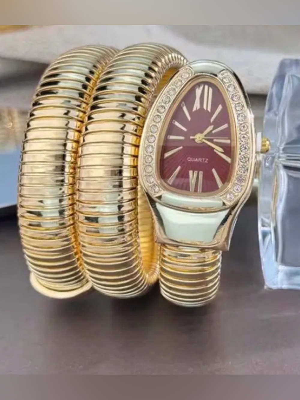 Elegant Gold Women's Watch and Bracelet Set